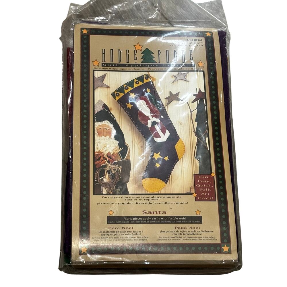 Hodge Podge craft kit Santa Claus Christmas stocking country folk art #HP142